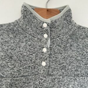 Eddie Bauer Women's S Gray  Radiator Fleece Snap Mock Neck Sweater Pullo…